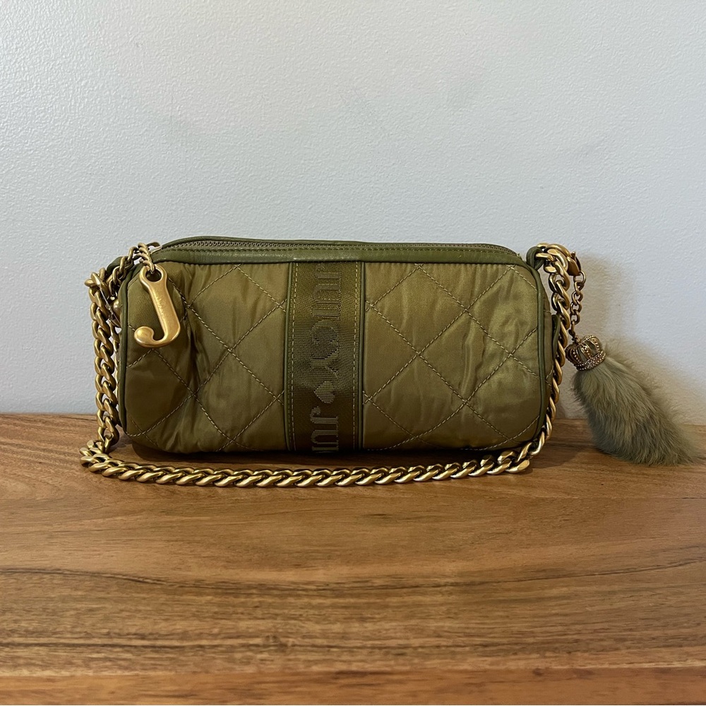 juicy coutre olive green small shoulder bag barrel used once!